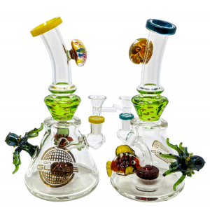 On Point Glass - 10" Assorted Sea Creatures Showerhead Perc Beaker Water Pipe - [ABC17]